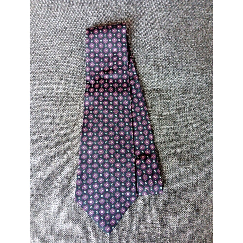 Tie 70s 80s 90s Y2K Mens Potomac Collections Silk Black Red Blue 4 Wide 54 Long